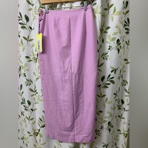 Future Collective Lavender Midi Skirt W/Side Slit & Gold Metal Accent (4) BNWT